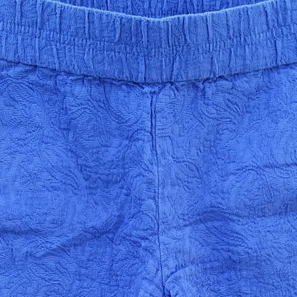 J. Crew Textured Blue Boardwalk Shorts - Elastic Waistband - 2